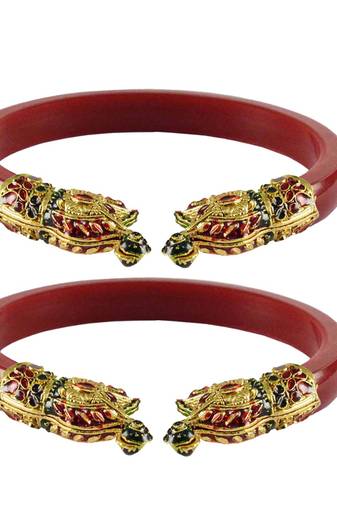Red  Color Acrylic And Brass Bangle