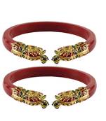 Red  Color Acrylic And Brass Bangle