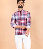Blue printed cotton mens-casual-shirts