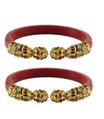 Red  Color Acrylic And Brass Bangle