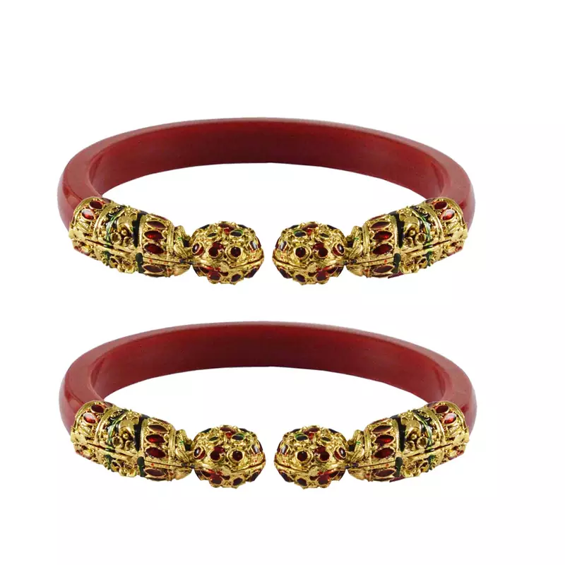 Red  Color Acrylic And Brass Bangle