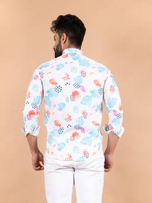 White printed cotton mens-casual-shirts 4