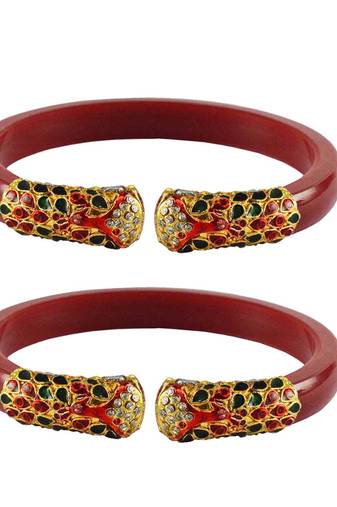 Red  Color Acrylic And Brass Bangle