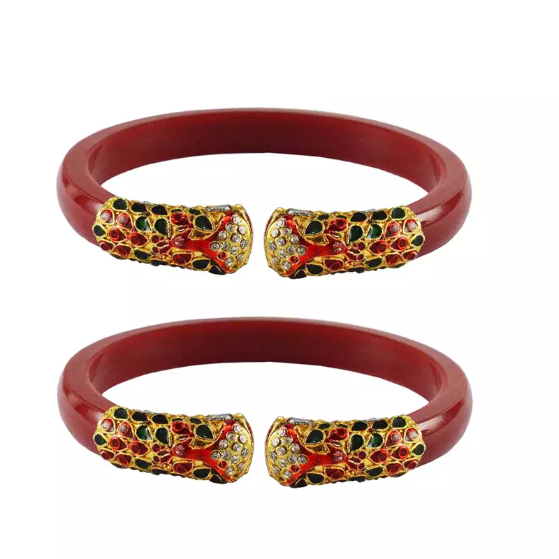 Red  Color Acrylic And Brass Bangle