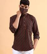 Black printed cotton mens-casual-shirts