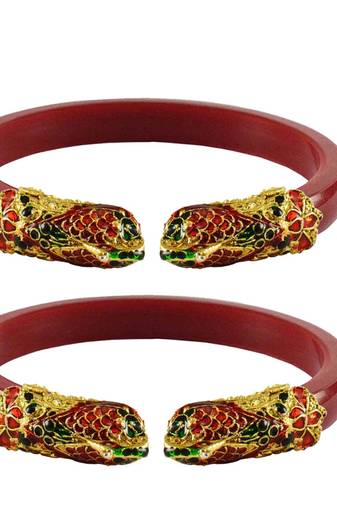 Red  Color Acrylic And Brass Bangle