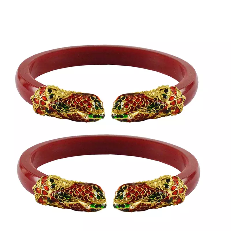 Red  Color Acrylic And Brass Bangle