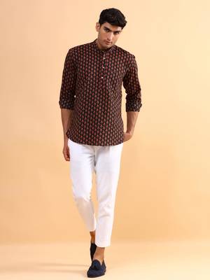 Black printed cotton mens-casual-shirts 3