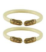 White Color Acrylic And Brass Bangle