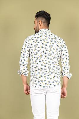 White printed cotton mens-casual-shirts 5