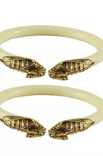 White Color Acrylic And Brass Bangle