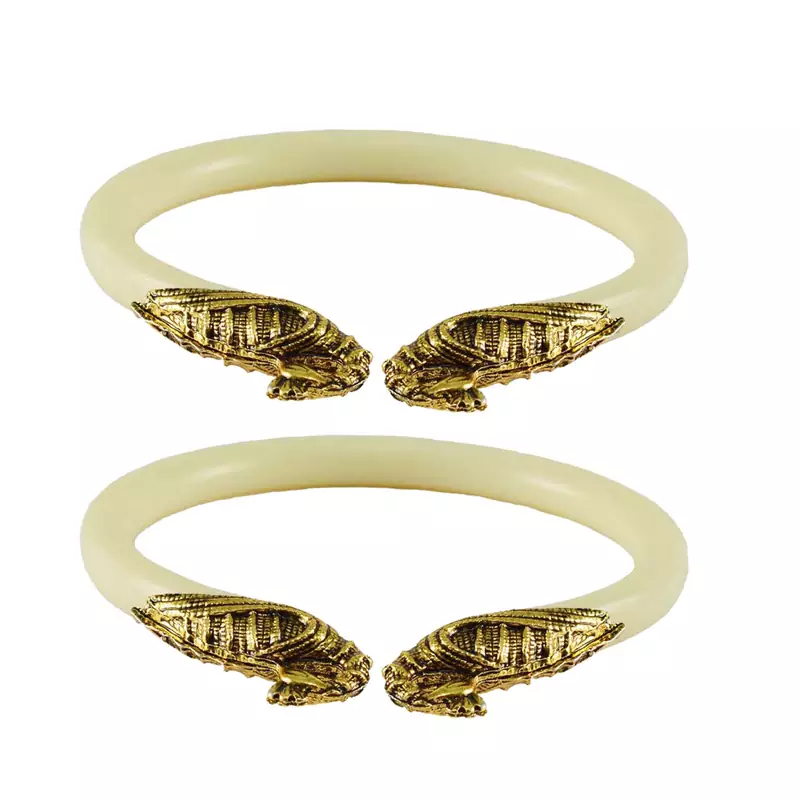White Color Acrylic And Brass Bangle