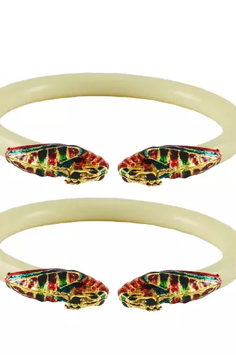 White Color Acrylic And Brass Bangle