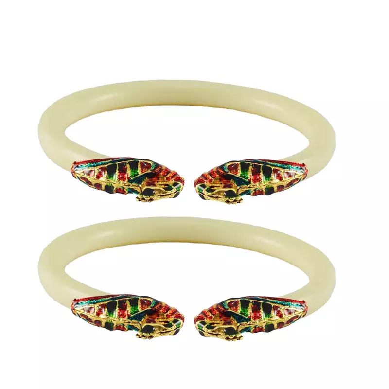 White Color Acrylic And Brass Bangle
