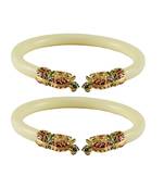 White Color Acrylic And Brass Bangle