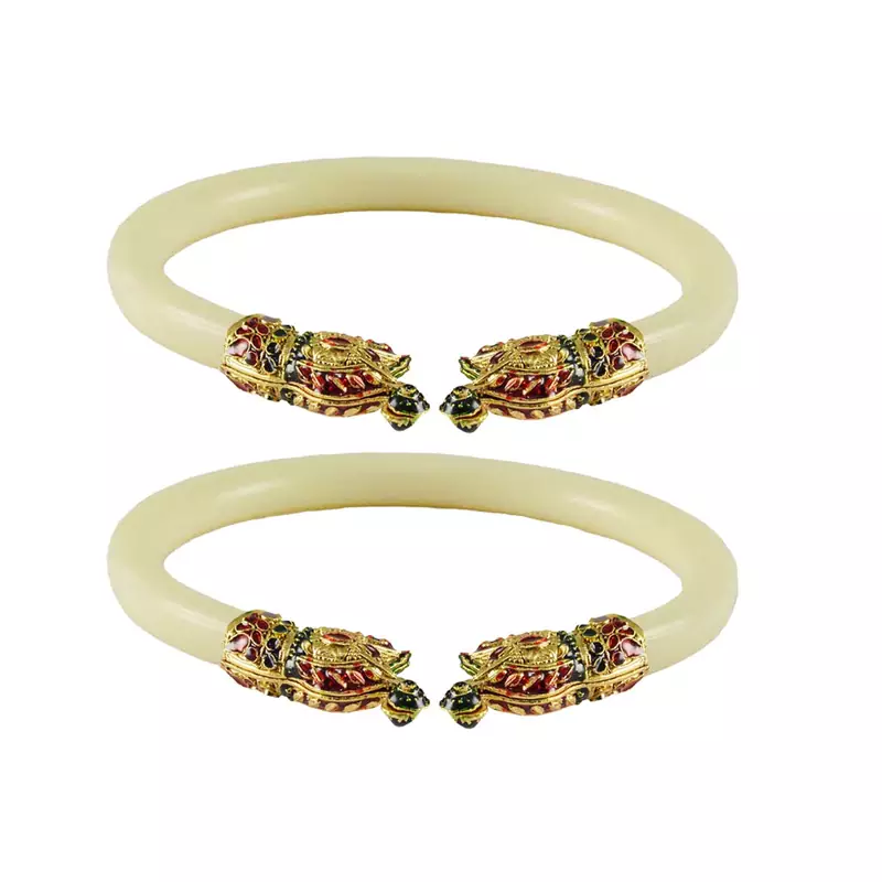 White Color Acrylic And Brass Bangle