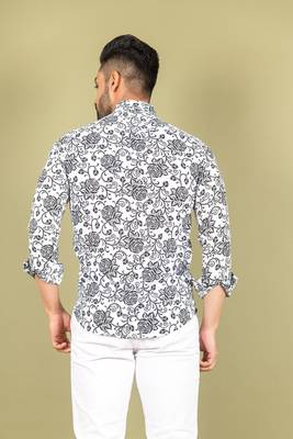 White printed cotton mens-casual-shirts 5