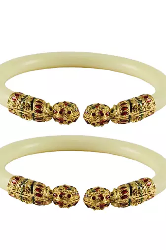 White Color Acrylic And Brass Bangle