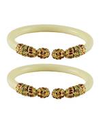 White Color Acrylic And Brass Bangle