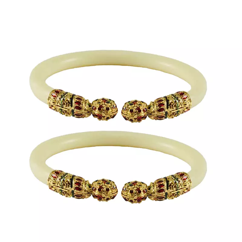White Color Acrylic And Brass Bangle