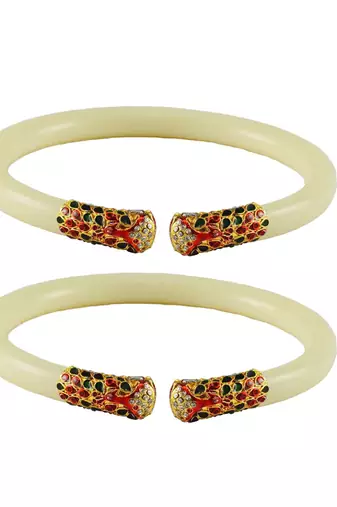 White Color Acrylic And Brass Bangle