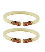 White Color Acrylic And Brass Bangle