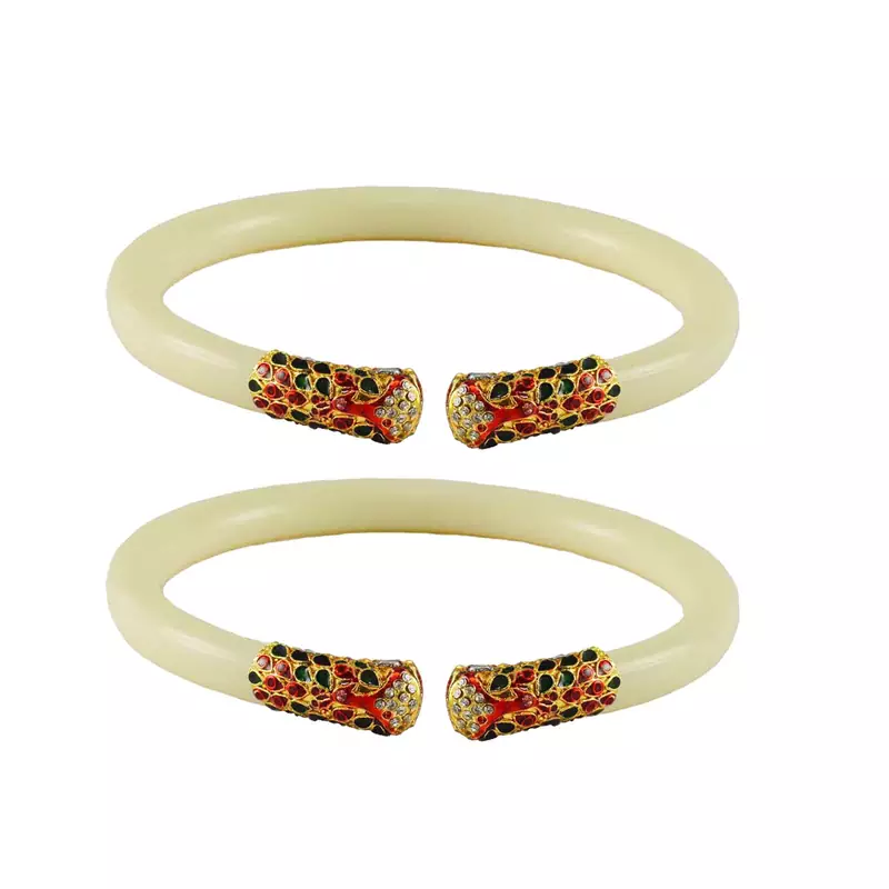White Color Acrylic And Brass Bangle
