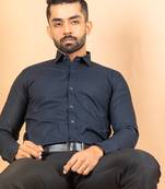 Blue printed cotton mens-casual-shirts