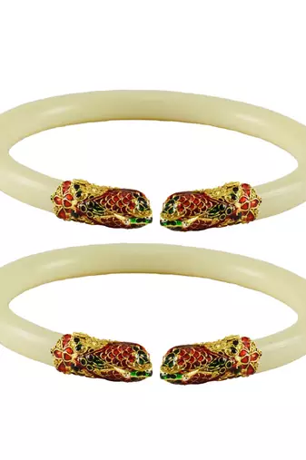 White Color Acrylic And Brass Bangle