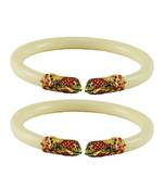 White Color Acrylic And Brass Bangle