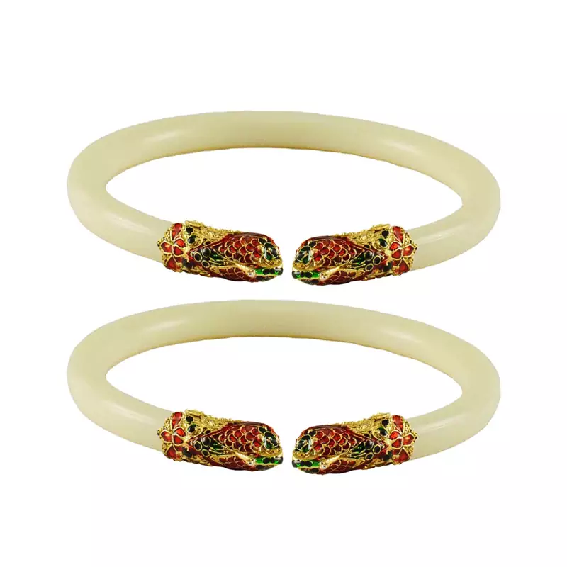 White Color Acrylic And Brass Bangle