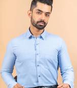 Blue printed cotton mens-casual-shirts