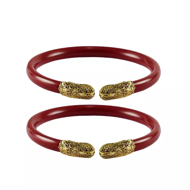 Red  Color Acrylic And Brass Bangle