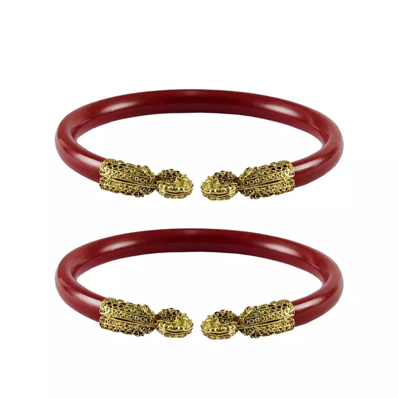 Red  Color Acrylic And Brass Bangle
