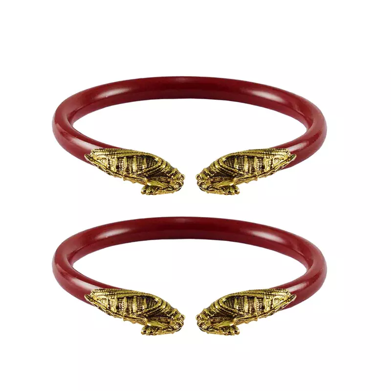 Red  Color Acrylic And Brass Bangle