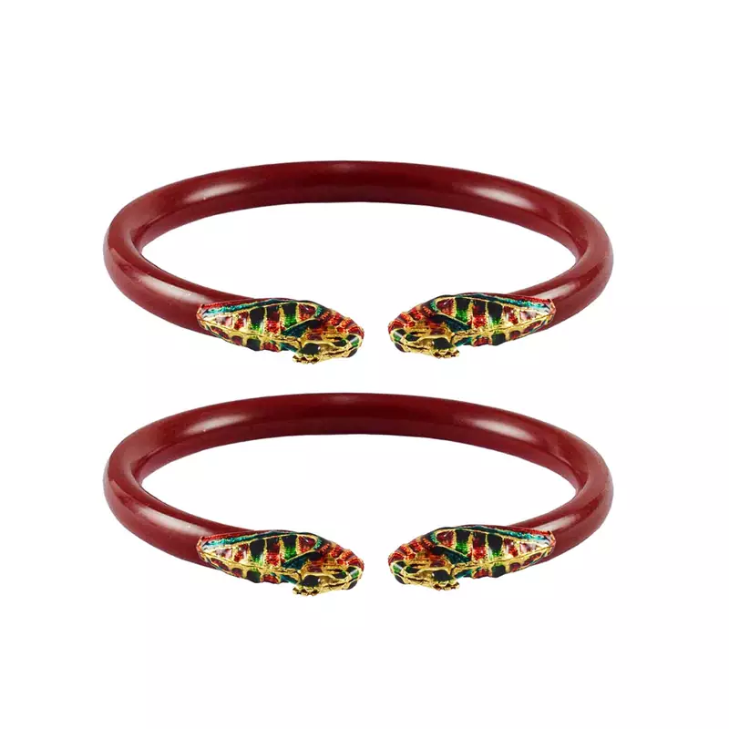 Red  Color Acrylic And Brass Bangle