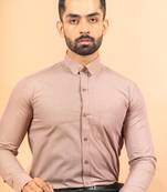 Brown printed cotton mens-casual-shirts