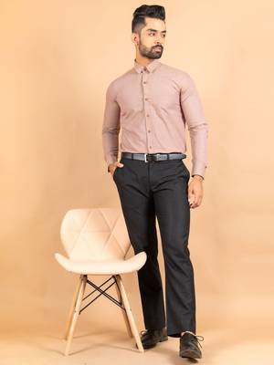 Brown printed cotton mens-casual-shirts 2