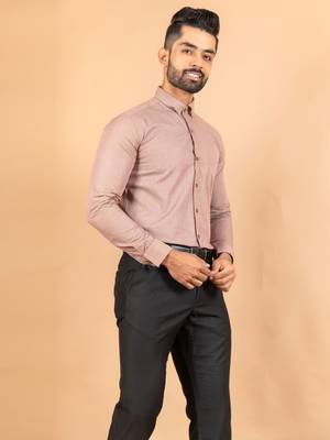 Brown printed cotton mens-casual-shirts 4