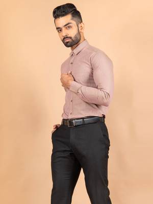 Brown printed cotton mens-casual-shirts 5