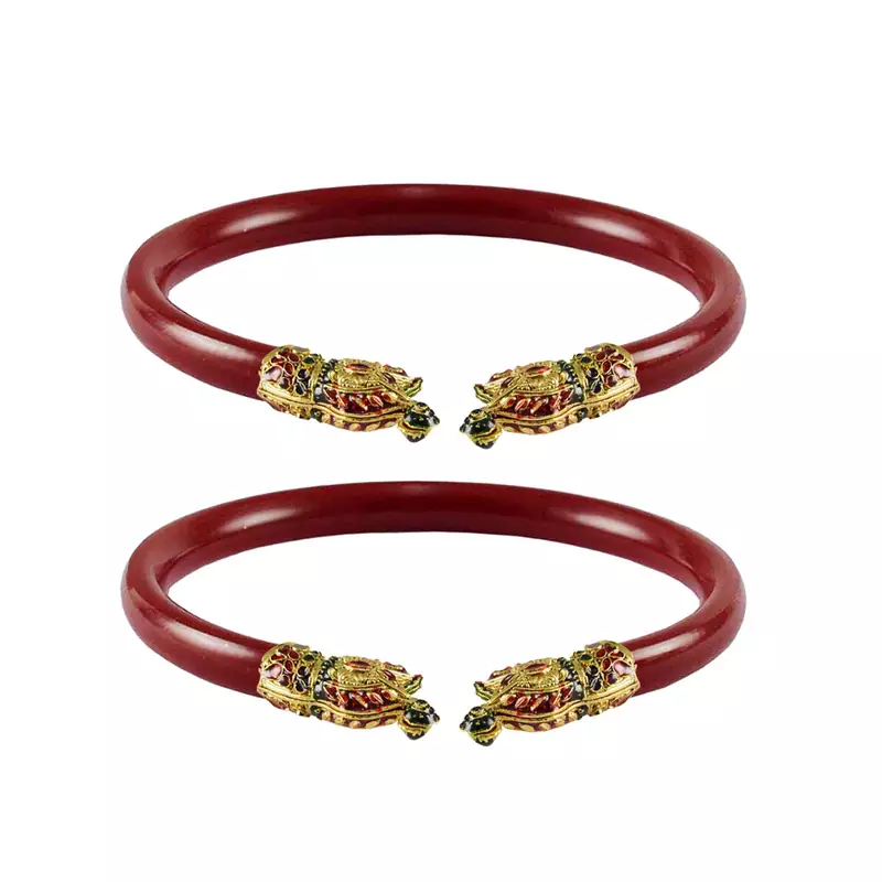 Red  Color Acrylic And Brass Bangle