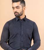 Blue printed cotton mens-casual-shirts