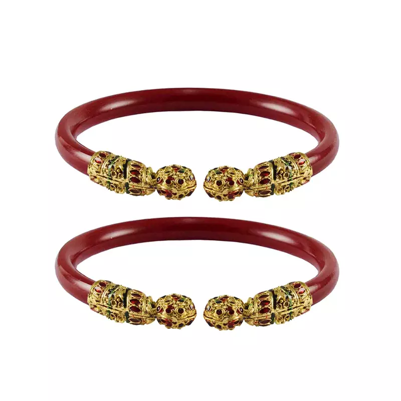 Red  Color Acrylic And Brass Bangle