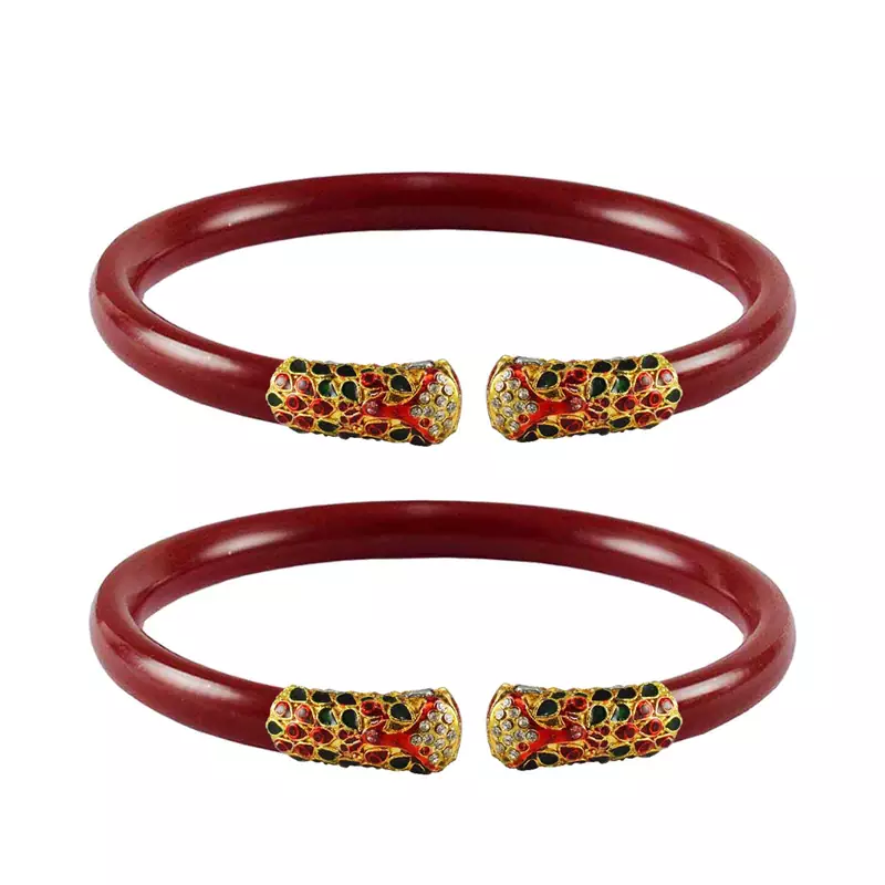 Red  Color Acrylic And Brass Bangle