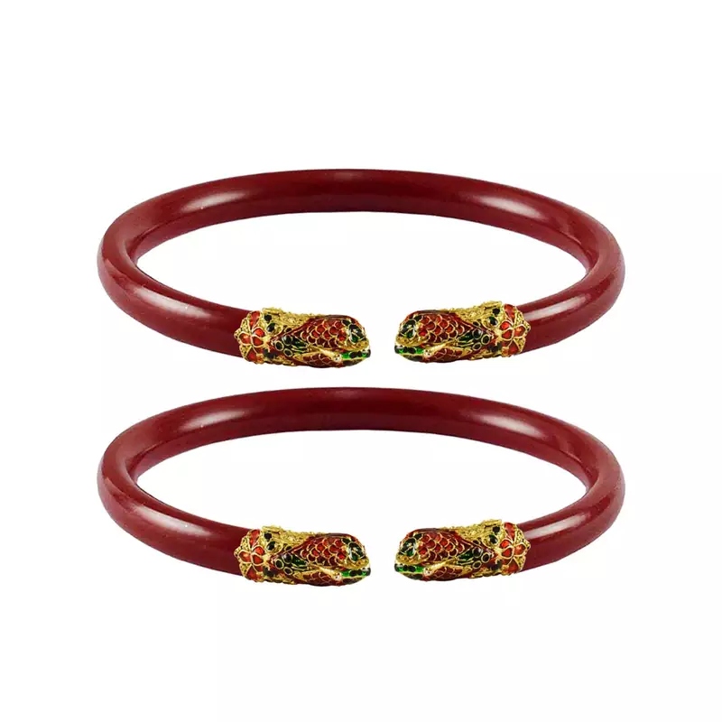 Red  Color Acrylic And Brass Bangle