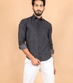 Black printed cotton mens-casual-shirts