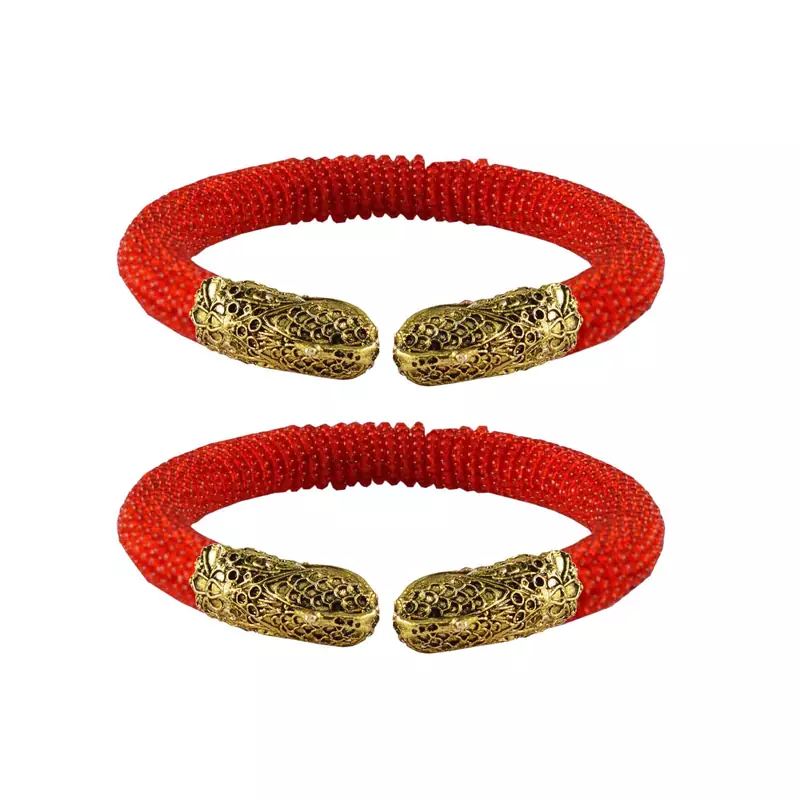 Red  Color Acrylic And Brass Bangle