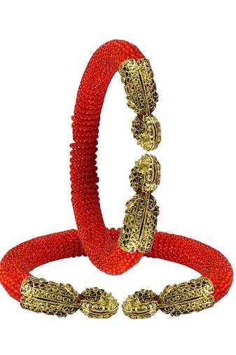 Red  Color Acrylic And Brass Bangle