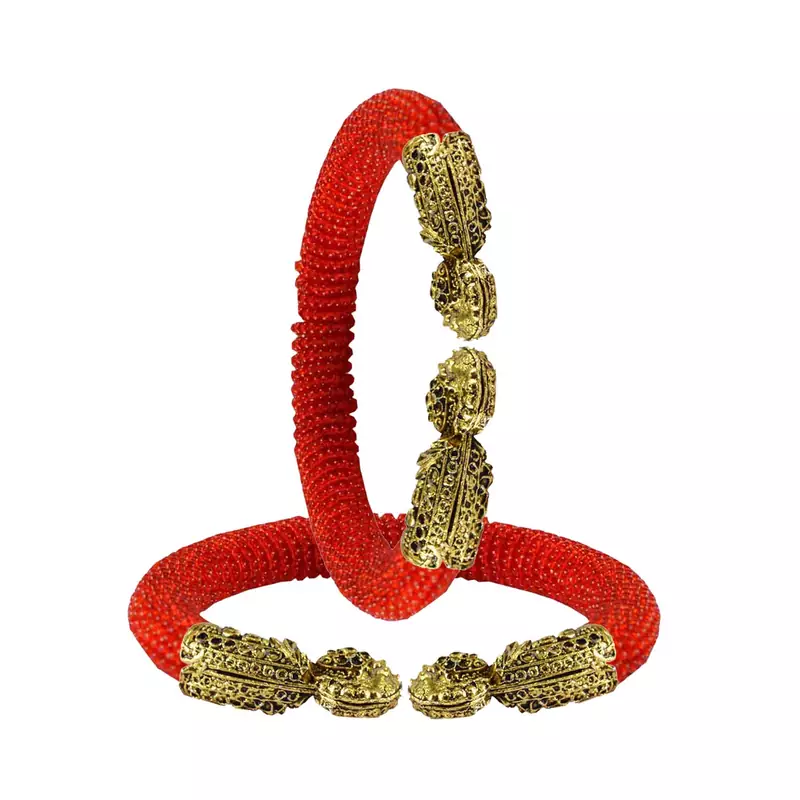 Red  Color Acrylic And Brass Bangle