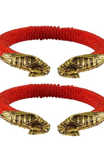 Red  Color Acrylic And Brass Bangle
